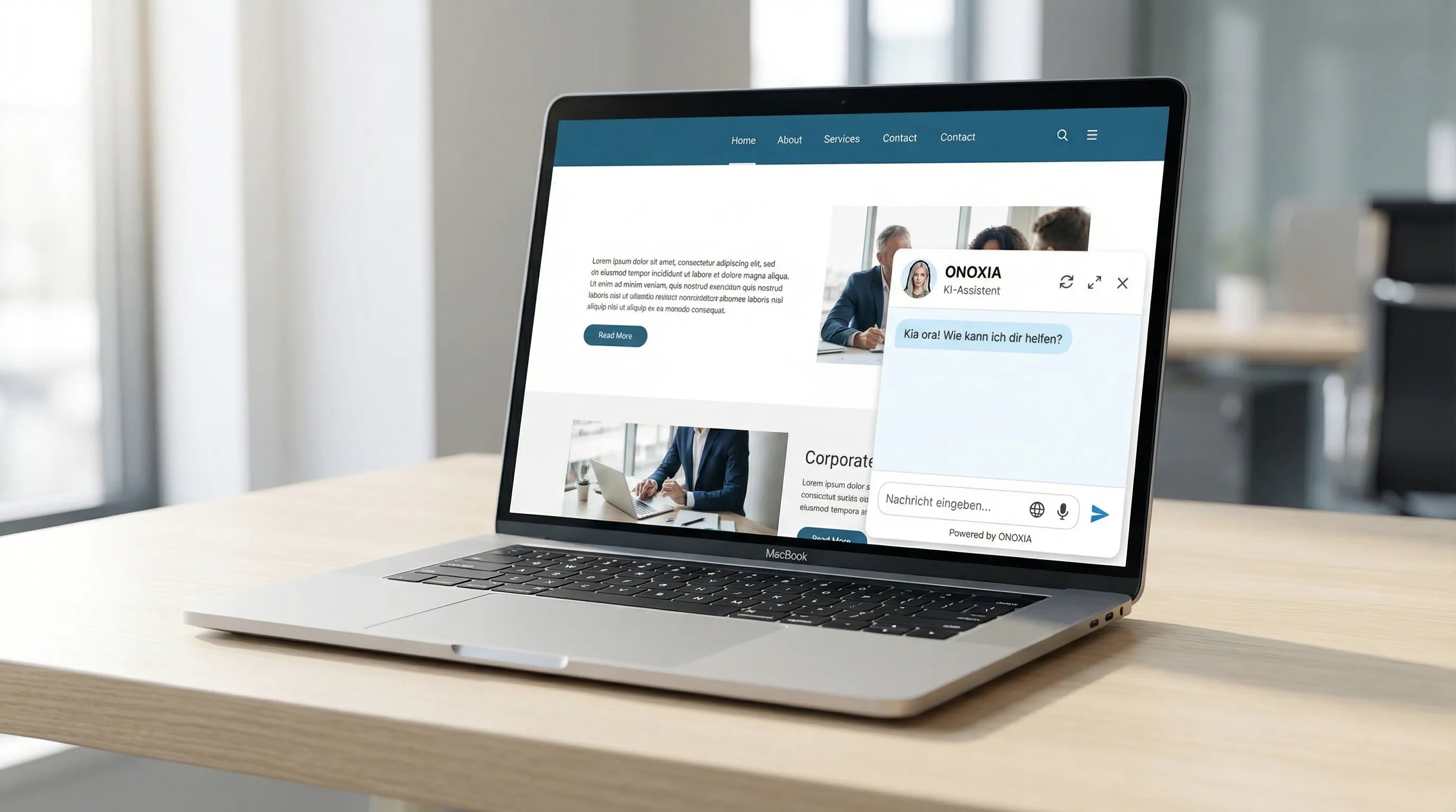 ONOXIA KI-Chatbot auf einer Website